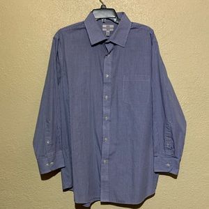 Croft & Barrown Men's Shirt Button Up 17 1/2 32/33 Gingham Blue White Purple